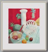 STILL LIFE WITH VASE AND FRUIT   2002   watercolor   16"x14½"